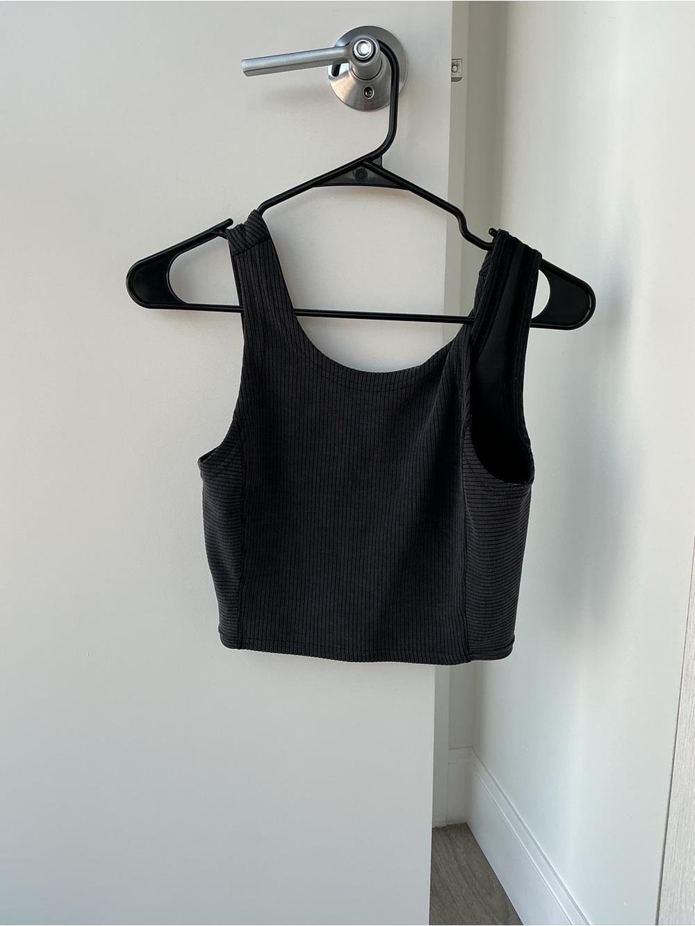 lululemon athletica Black Ribbed Square Neck Crop Tank
